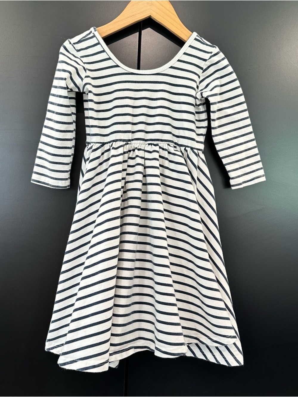 Alice‎ + Ames Navy Stripe Long Sleeve Twirl Dress